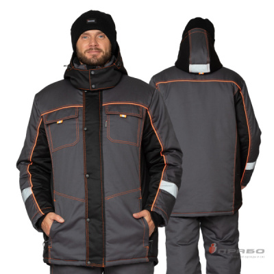 Костюм мужской утеплённый "Бренд" тёмно-серый/чёрный  фото, изображение, баннер