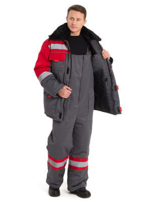 Костюм зимний "Нова" серый с красным фото, изображение, баннер