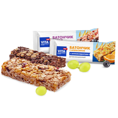 VitaPRO Батончик детоксикационный с яблоком и корицей. уп.25 г. Для замены молока.  фото, изображение, баннер